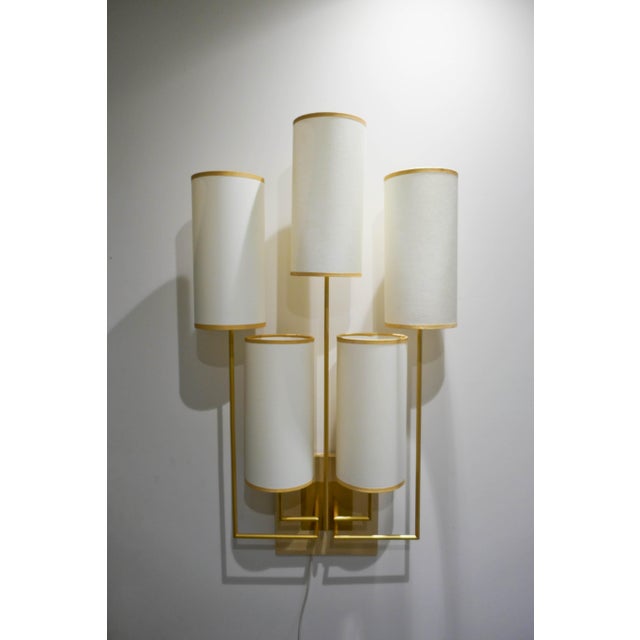 Tiges5 Wall Sconces in Patinated Gold Metal and Fabric by Aymeric Lefort, Set of 2 For Sale - Image 12 of 18