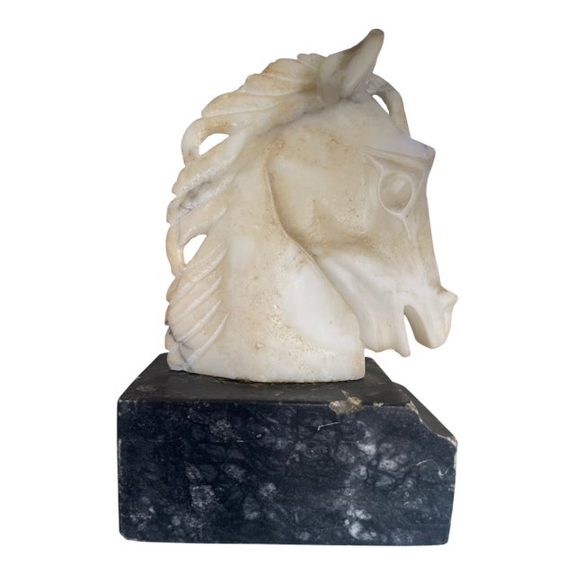 Late 20th Century Italian Marble Stone Horse Head Sculpture For Sale
