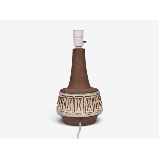 1960s Mid-Century Modern Helge Bjufstrøm, Large Table Lamp, Brown Stoneware For Sale - Image 9 of 10