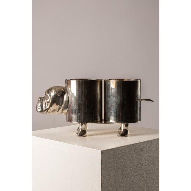 Bulldog Bottle Holder in Polished Metal, 1970s For Sale - Image 4 of 14