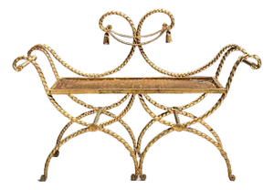 Vintage MCM Gilt Twist Wrought Iron Settee