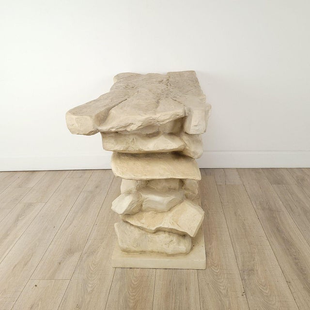 Contemporary Faux Stacked Stone Console by Sirmos, Circa 1970 For Sale - Image 3 of 8