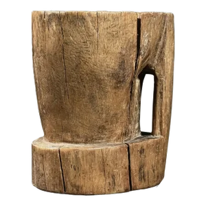 Antique Folk Art Hand Carved Wood Mortar Vessel