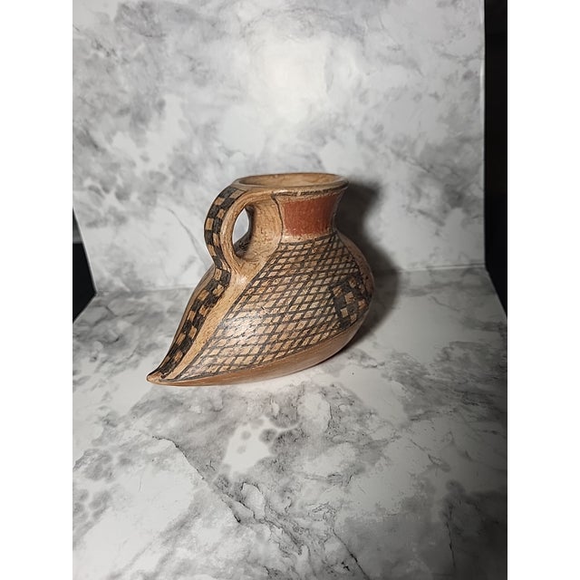Folk Art Vintage Chilian Pottery Bird Effigy Vessel Handle Folk Art Pottery Primitive For Sale - Image 3 of 14