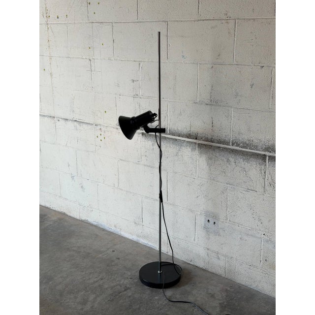 1960s Mid-Century Modern Black Metal Floor Lamp With Adjustable Spotlight For Sale - Image 11 of 11