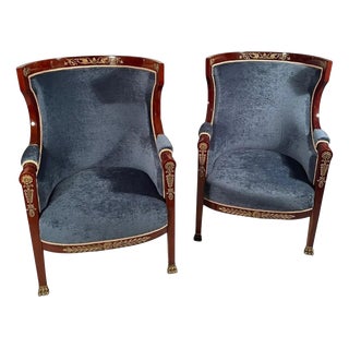 French Empire Barrel Chairs, 1800s, Set of 2 For Sale
