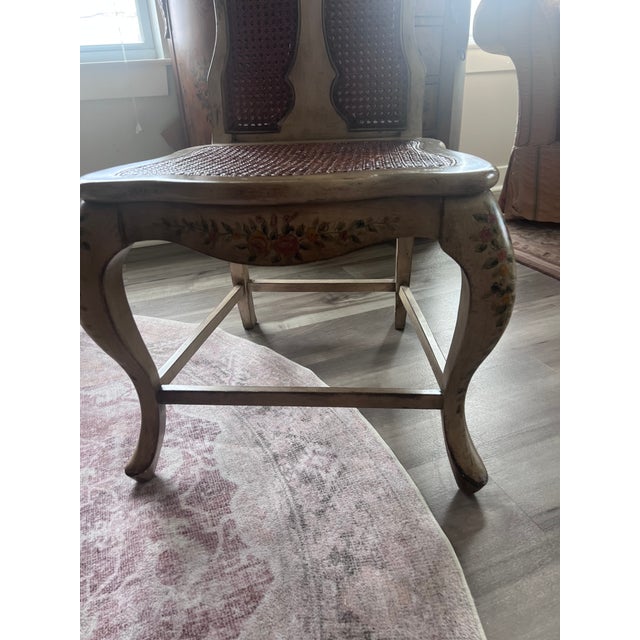 1990s Domain French Floral Painted Dining Set For Sale - Image 4 of 10