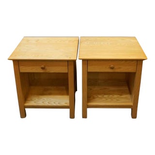 Vermont Tubbs Solid Ash Wood Single Drawer Bedside Tables Nightstands, a Pair For Sale