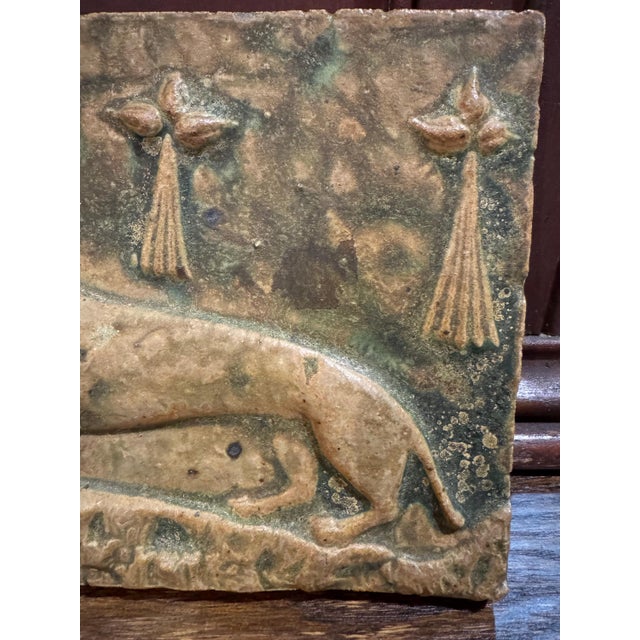 French Country Antique French Belle Epoch Era Façade Tile- Alexandre Bigot, Brittany, France For Sale - Image 3 of 6