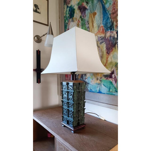 Chinese Taotie Bronze Urn Table Lamp, 1920s For Sale - Image 4 of 13