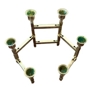 Midcentury Brass 6 Candle Candelabra For Sale