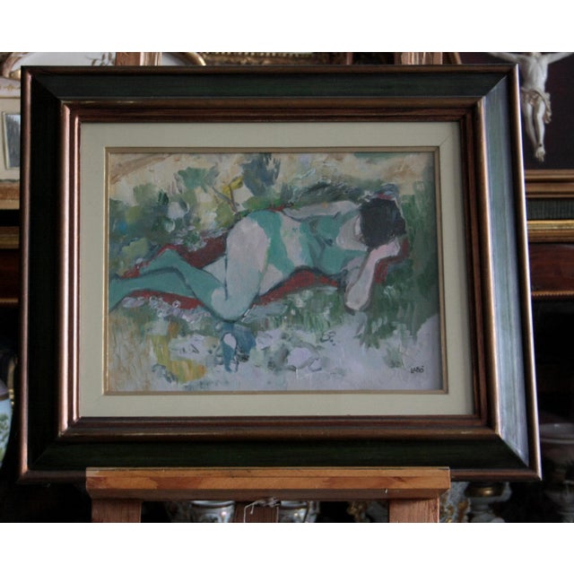 Savino Labò, Donna Distesa, 1960s, Oil on Canvas For Sale - Image 3 of 8