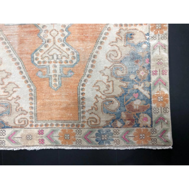 Vintage Boho Turkish Handmade Faded Orange Rug For Sale - Image 9 of 11