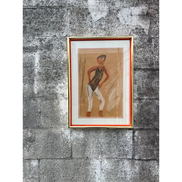 Abstract Portrait of a Young Ballerina Painting in the Abraham Walkowitz Style. C 1960s For Sale - Image 3 of 11
