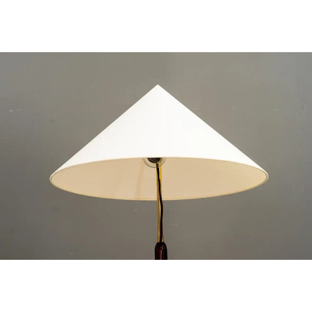 Rupert nikoll floor lamp vienna around 1950s Wood is polished Brass parts polished and stove enamelled Fabric shade is...