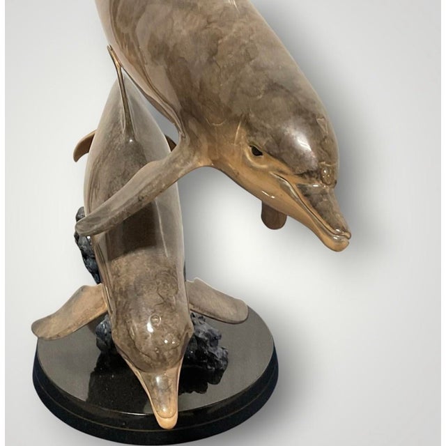 Contemporary 1990s Robert Wyland “Ocean Travelers” Bronze Dolphin Sculpture LTD Ed 64/200 For Sale - Image 3 of 11
