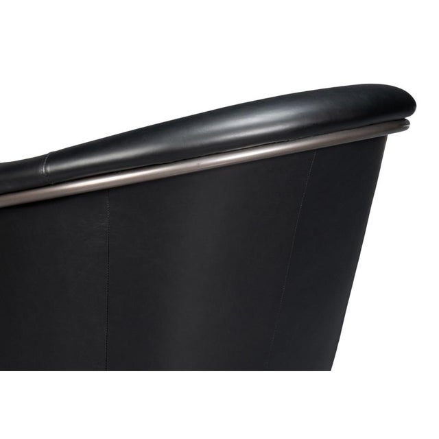 Black Leather Tub Chair For Sale In Raleigh - Image 6 of 11