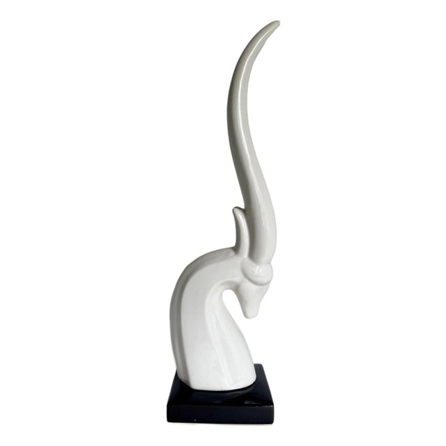 Modern Ceramic Porcelain Black and White Gazelle Sculptural Figure For Sale