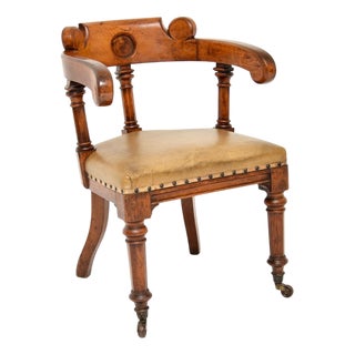 Antique Victorian Gothic Revival Oak Desk Chair, 1870s For Sale