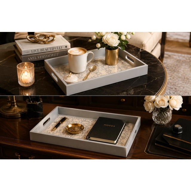Large "Butterflies" Decorative Tray, Lacquered Wood, Ensamble Artesano, 2024 For Sale - Image 9 of 16