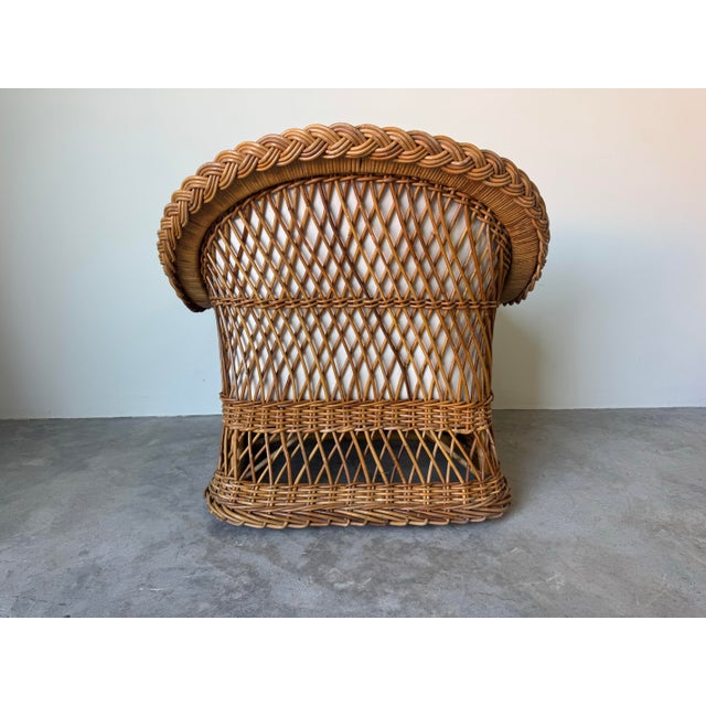 Vintage Coastal Organic Bielecky Brothers–Style Braided Rattan Lounge Chairs For Sale - Image 10 of 12