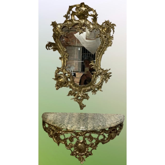Bronze Wall Console and Mirror, 1960s, Set of 2 For Sale - Image 4 of 18