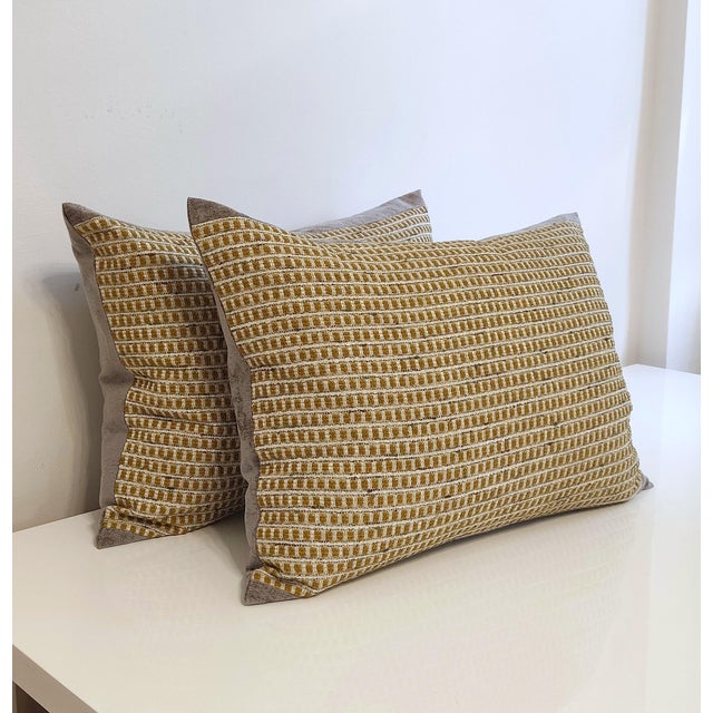 Textural Masterpiece, Warm Earthy Palette & Fancy Yarns – A Set of 2 Decorative Pillow Covers 28” X 20” For Sale - Image 11 of 16