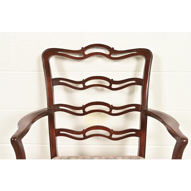 Mid 20th Century Baker Furniture Style Georgian Carved Mahogany Armchair For Sale - Image 5 of 9