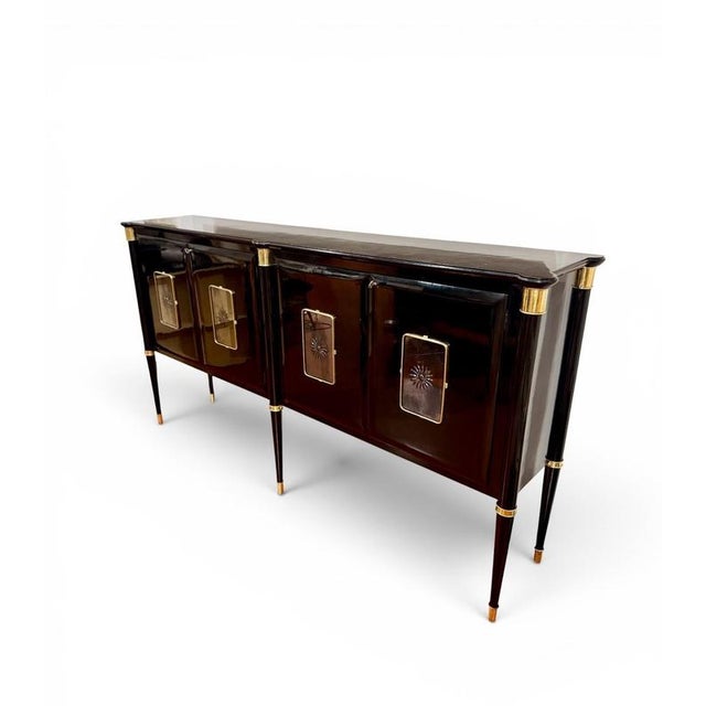 Mid-Century Italian Black Lacquered and Brass Sideboard by Paolo Buffa, 1950 For Sale - Image 12 of 13