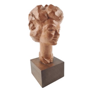 Mid-Century Belgium Terracotta Bust by Paul Serste, 1950s For Sale