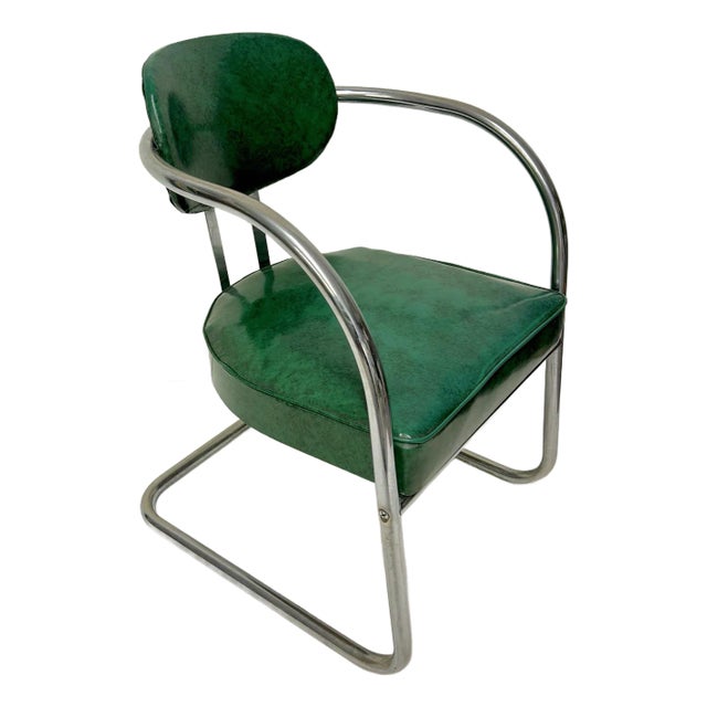 1960s Vintage Deco Sweeping Arm Lounge Chair by Chromcraft For Sale