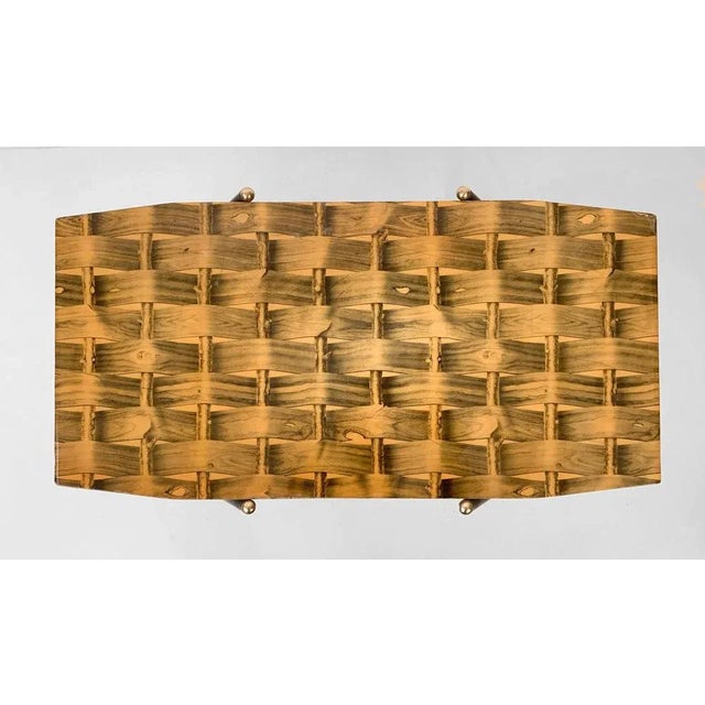 Mid-Century Italian Wood and Metal Coffee Table with Brass Magazine Rack, 1950s For Sale - Image 9 of 18