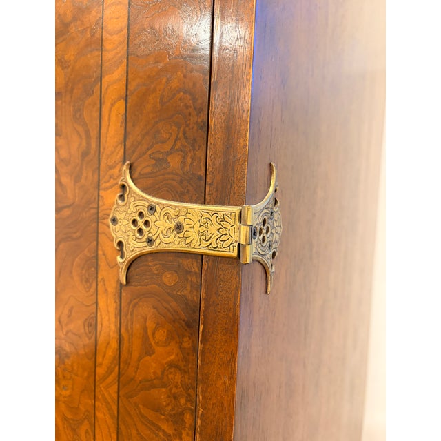 1980s Burl Walnut Chinoiserie Style Media / Bar Cabinet For Sale - Image 11 of 18