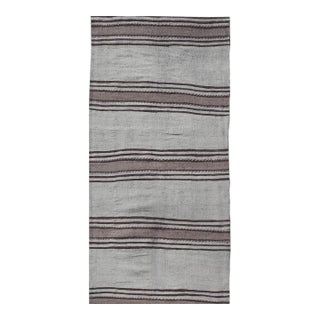 Vintage Turkish Kilim Runner With Gray and Brown Stripes 2'5 X 10'5 For Sale