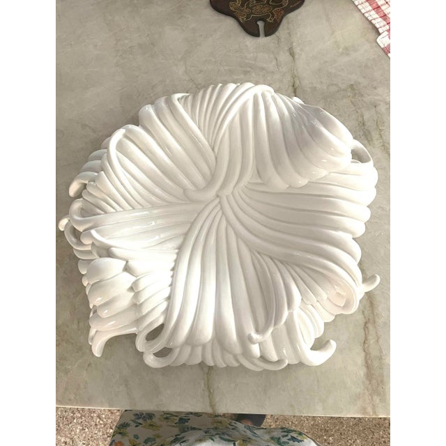 Boho Chic Vintage Artex International Large White Italian Ceramic Charger For Sale - Image 3 of 13