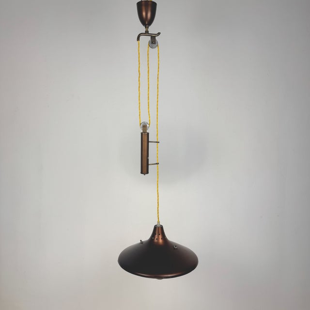 Mid-Century Rise and Fall Counterweight Pendant Lamp, 1950s For Sale - Image 4 of 11