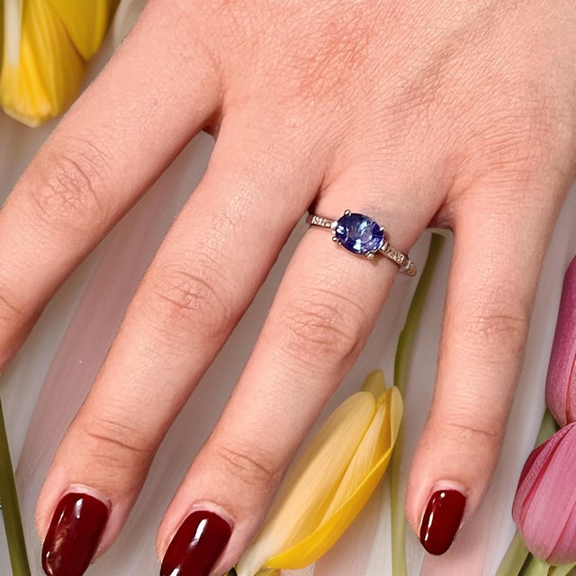 Blue Natural Sapphire Diamond Ring 6.5 14k White Gold 2.36 TCW Certified For Sale - Image 8 of 16