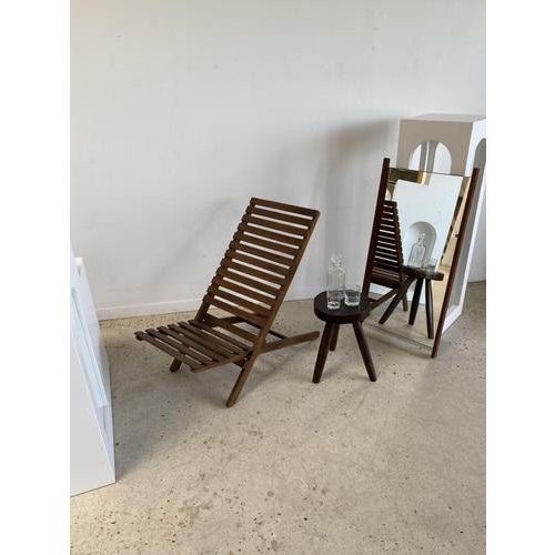 Brown Foldable Slatted Teak Lounge Chair For Sale - Image 8 of 18