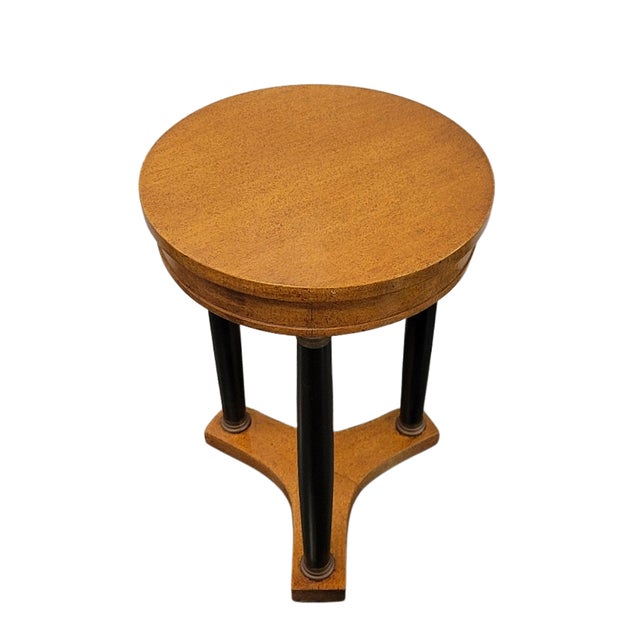 Traditional Vintage Empire Revival Faux Bird's-Eye Maple Drink Table With Ebonized Columns For Sale - Image 3 of 4