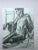“Male Sitting Nude”, Small Charcoal Drawing on Blue Paper, Original and One of a Kind by C L Auker For Sale - Image 6 of 6