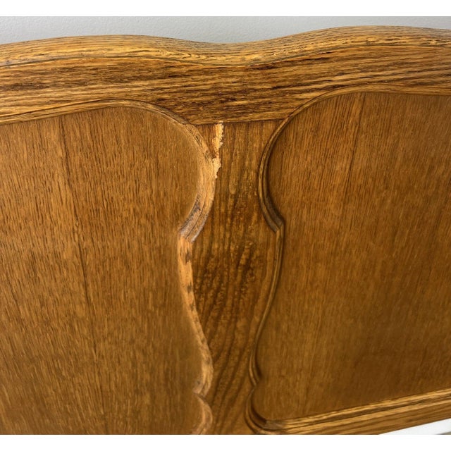 Vintage French Louis XVI Double Bed Frame in Oak with Carved Headboard For Sale - Image 10 of 11