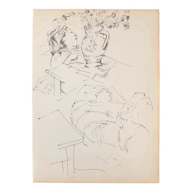 Portrait is an original drawing in pen on paper realized by an Anonymous artist of the Mid-20th century. Not signed. Good...