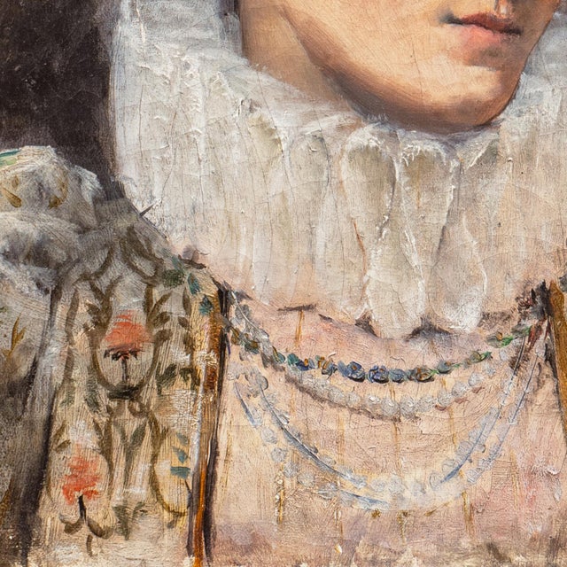 Peach 'Young Woman in Costume' by Georges Antoine Rochegrosse, 1881, Société Des Artistes Français For Sale - Image 8 of 12