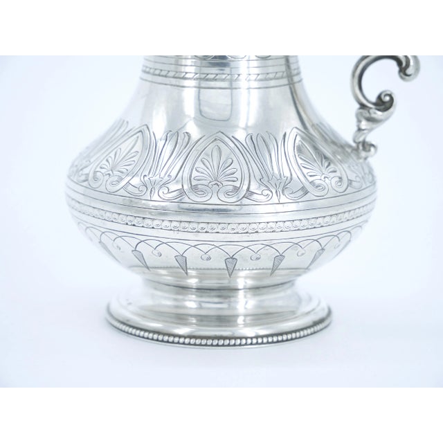English Silver Plate Four Piece Tea / Coffee Service / Exterior Engraved Details For Sale - Image 11 of 13