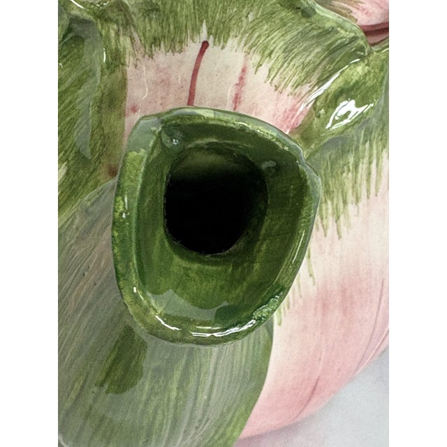Vintage Majolica Cabbage Ceramic Tea Pot With Lid Made in Italy For Sale - Image 14 of 17