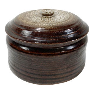 Vintage Lidded Studio Pottery Crock For Sale