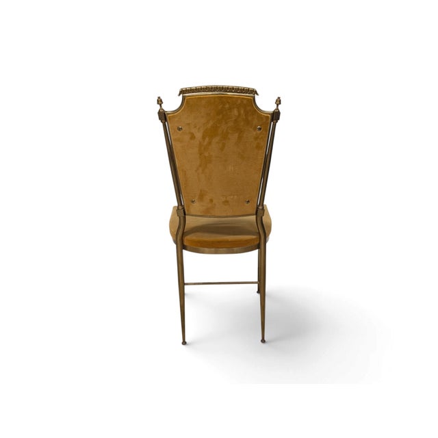 Metal Brass and Mustard Velvet Chairs, 1960s, Set of 6 For Sale - Image 7 of 15