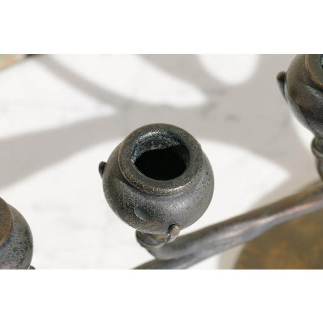 Tiffany Studios New York Art Nouveau Bronze Six-Light Candelabra, Circa 1910s For Sale - Image 9 of 18