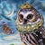 Surrealism The King's Prey by Claudia Griesbach-Martucci | Oil on board Owl with a crown and a butterfly. For Sale - Image 3 of 5