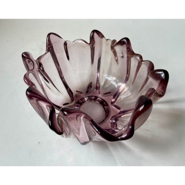 Vintage Swedish Freeform Pink Crystal Bowl by Bosse Rubin for Åfor, 1960s For Sale - Image 4 of 10